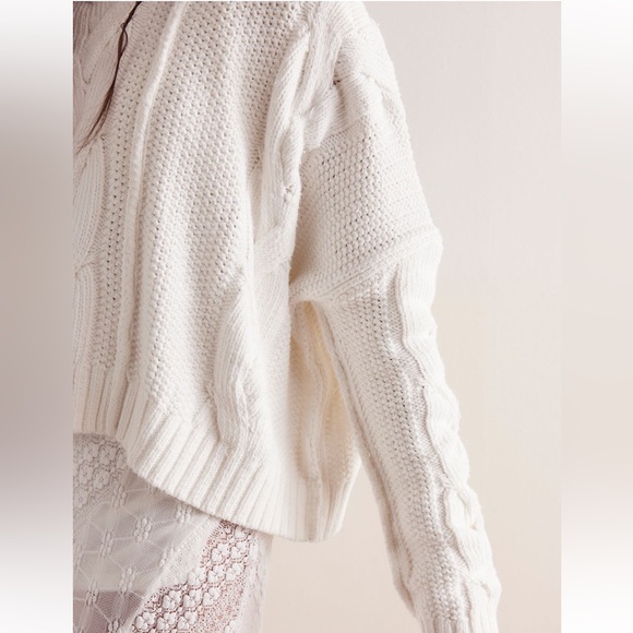 Free People White Cable Knit Sweater - Picture 4 of 8